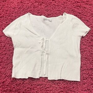 Abercrombie & Fitch Ribbed Tie-Front Top